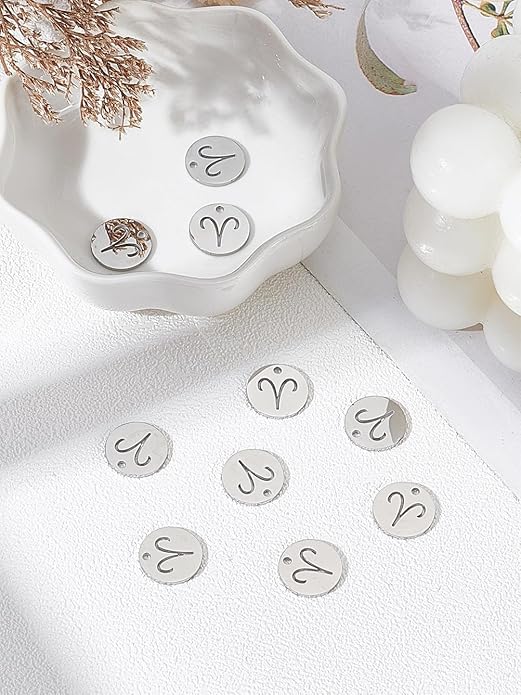 10Pcs 304 Stainless Steel Charms, Constellation/Zodiac Sign Pendants Decoration for DIY Craft Jewelry Making, 12x1mm
