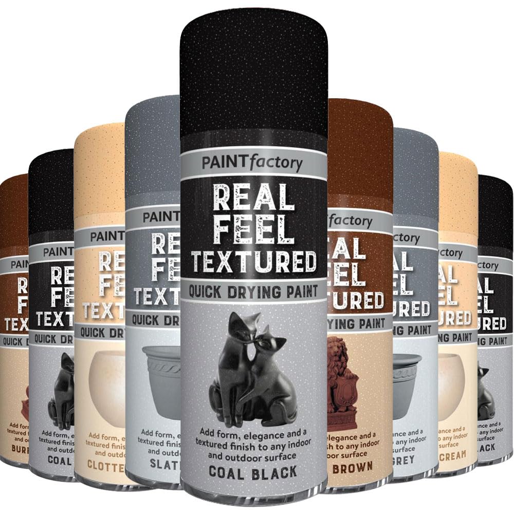AlezyB 1 x Real Feel Textured Coal Black Spray Paint 400ml, Quick Drying, Decorative Effect Aerosol Can for Wood Metal