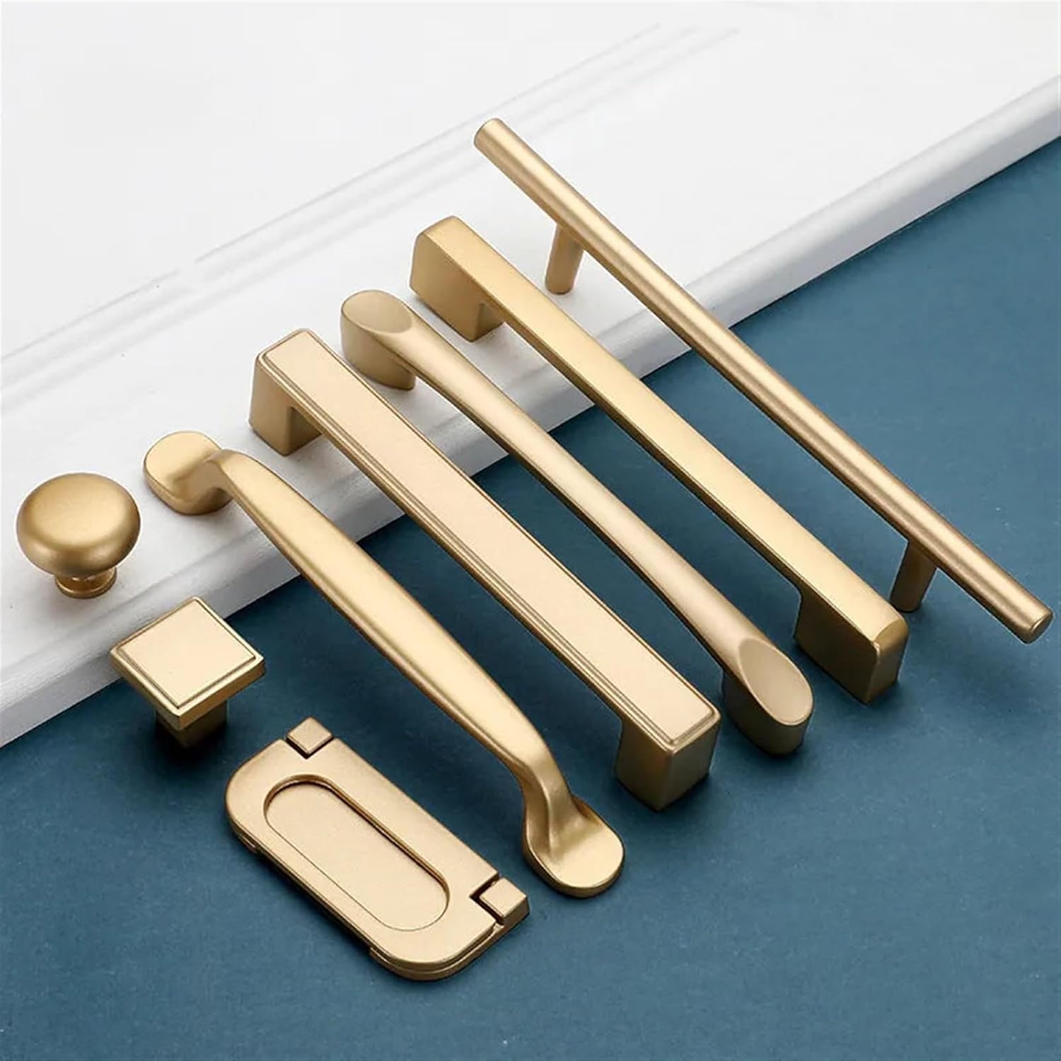Matte Gold Cabinet Handles Solid Aluminum Alloy Kitchen Cupboard Pulls Drawer Knobs Furniture Handle Hardware 1Pcs (Color : Handle-6626C-160G)