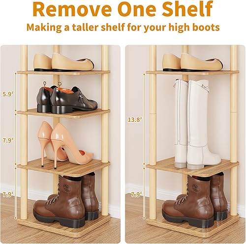 Miniatura 9 de LUCKNOCK Zapatero vertical, organizador de zapatos estrecho de 8 niveles para entrada, armario, dormitorio y espacios pequeños, estante de madera