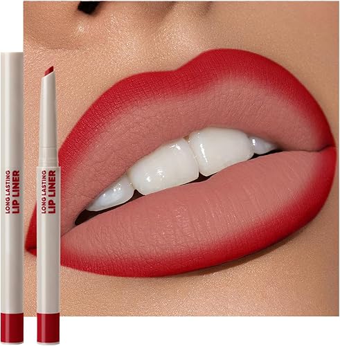 Erinde Long-Lasting Lip Liner Pencil, 2-in-1 Matte Lipliner Pencil for Sculpting & Filling, Rich Color Creamy Waterproof Lip Liner Crayon, Lip Contour Tint Makeup, Vegan & Cruelty-Free, 03 Vibrant Red