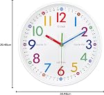 Wall Clock for Kids: Telling Time Teaching Wall Clocks Silent Non-Ticking Clocks Battery Operated, Rustic Farmhouse Modern Clock Decorative for Kitchen Living Room Bedroom(12 inch)