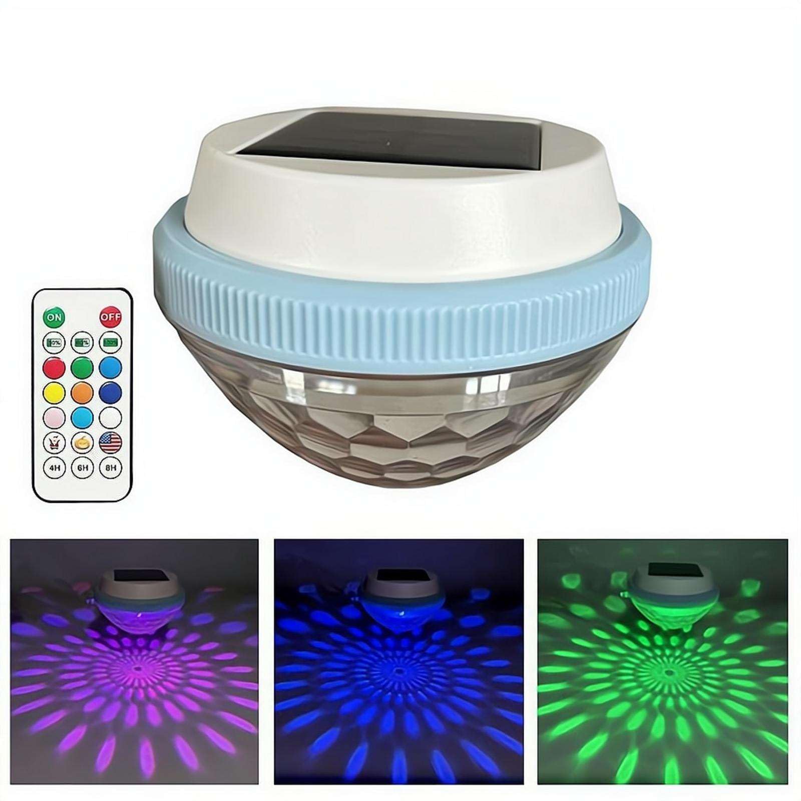 Solar Floating Pool Lights, Auto On/Off LED Pool Lights that Float, IP45 Waterproof RGB & Warm Light Options for Inground GroundPool, Pond, Garden, Patio 10.5 x 9.5 Cm (1 Pcs)