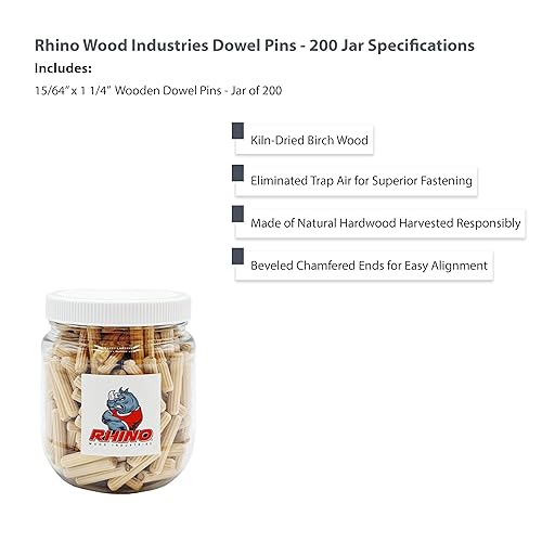 Vista 42 de 1/4" x 1" - Paquete de 500 pasadores de madera - Secados al horno, estriados y biselados (1/4" x 1", 500 unidades)