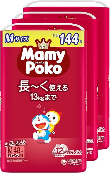 【パンツ Mサイズ】マミーポコ パンツ ドラえもん オムツ（6~13kg）144枚（48枚×3）［ケース品］【Amazon.co.jp限定】