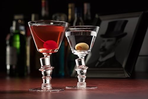 HISTORY COMPANY The Original Martini Glass - Inventado en el bar Knickerbocker e inspirado en el sombrero de copa del Sr. Astor, juego de 2 piezas