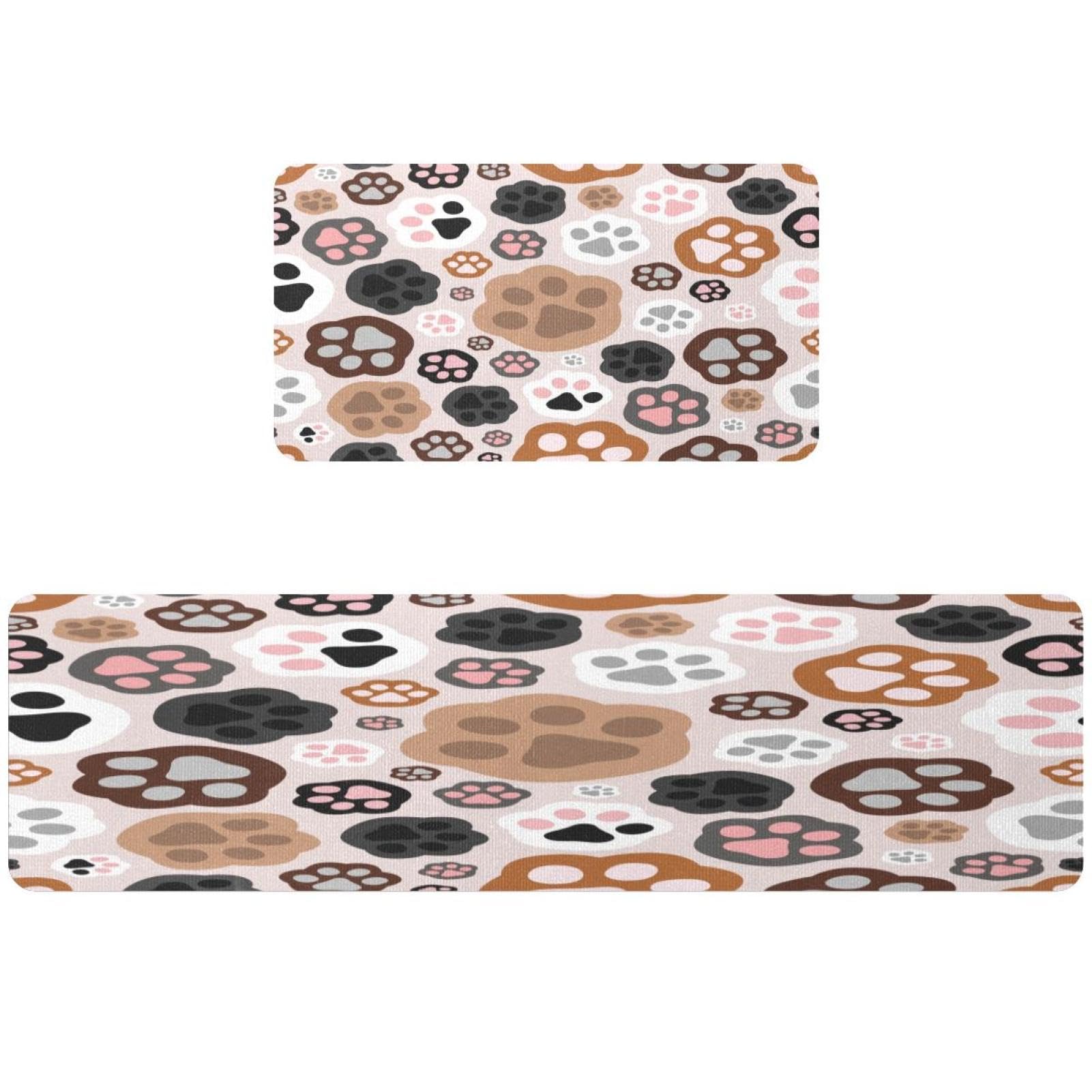 Tapis de cuisine antidérapants lot de 2 lavables motif pattes pour buanderie