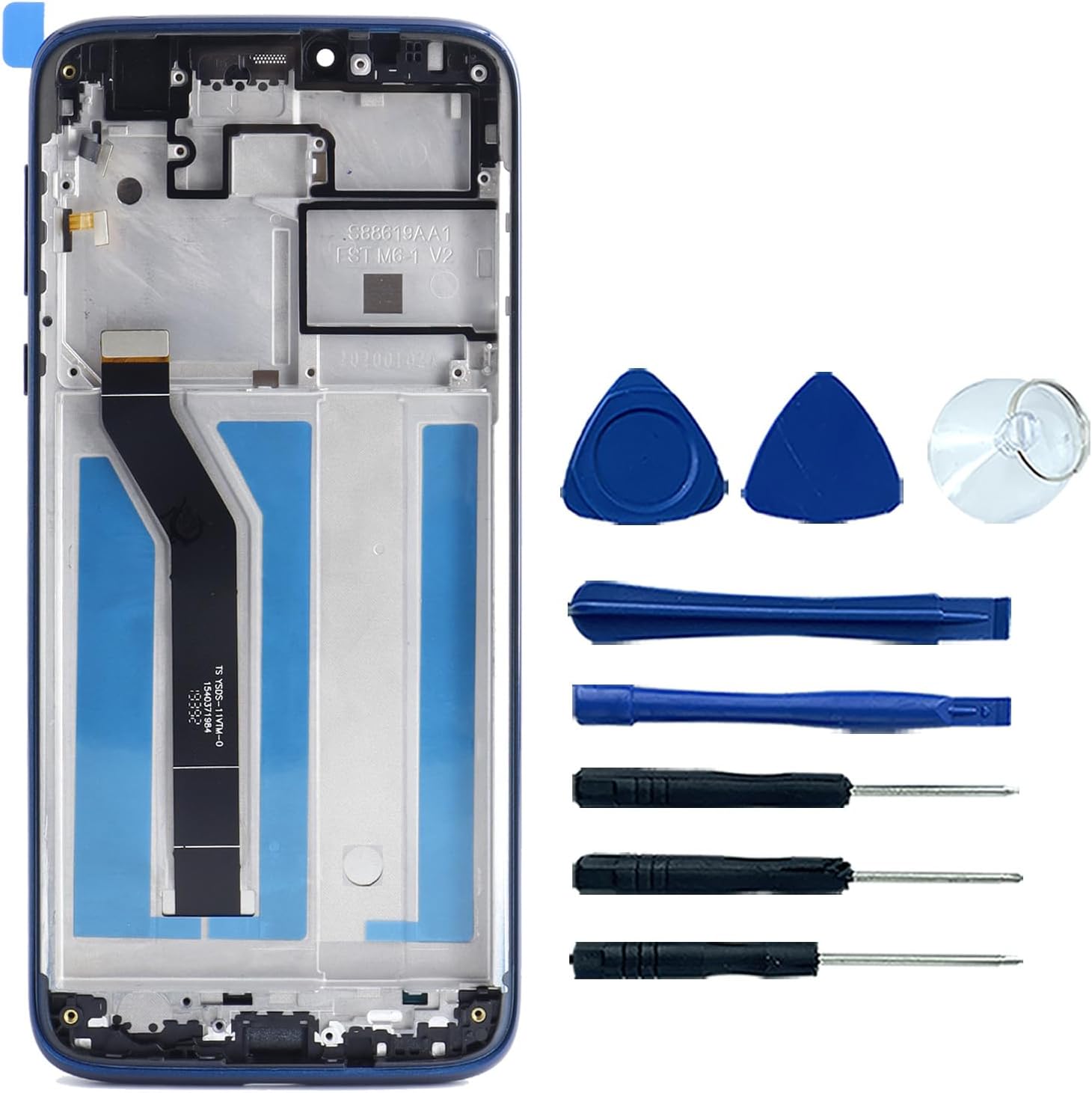 for Motorola Moto G7 Power G7 Supra Screen Replacement Kit Frame XT1955 T1955-6 XT1955-5 G7 Power XT1955DL LCD Display Touch Screen Digitizer Assembly Replacement with Frame 6.2“