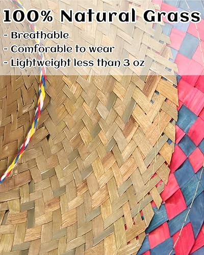 Miniatura 2 de DUNCHATY Auténtico sombrero de paja mexicana con ribete de serape, sombrero de disfraz para adultos para fiesta del Cinco de Mayo