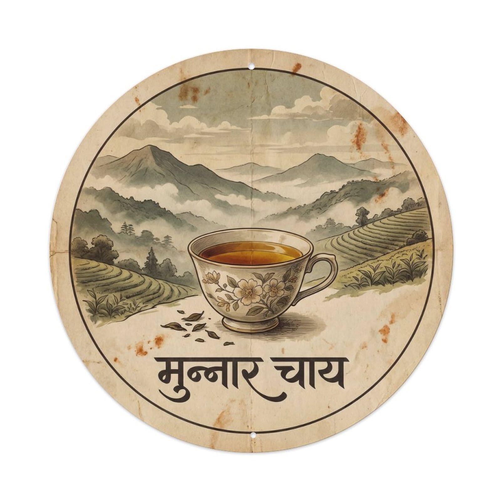 Tea Cup India Culture Afternoon Brew Infusion Classic Metal Tin Sign
