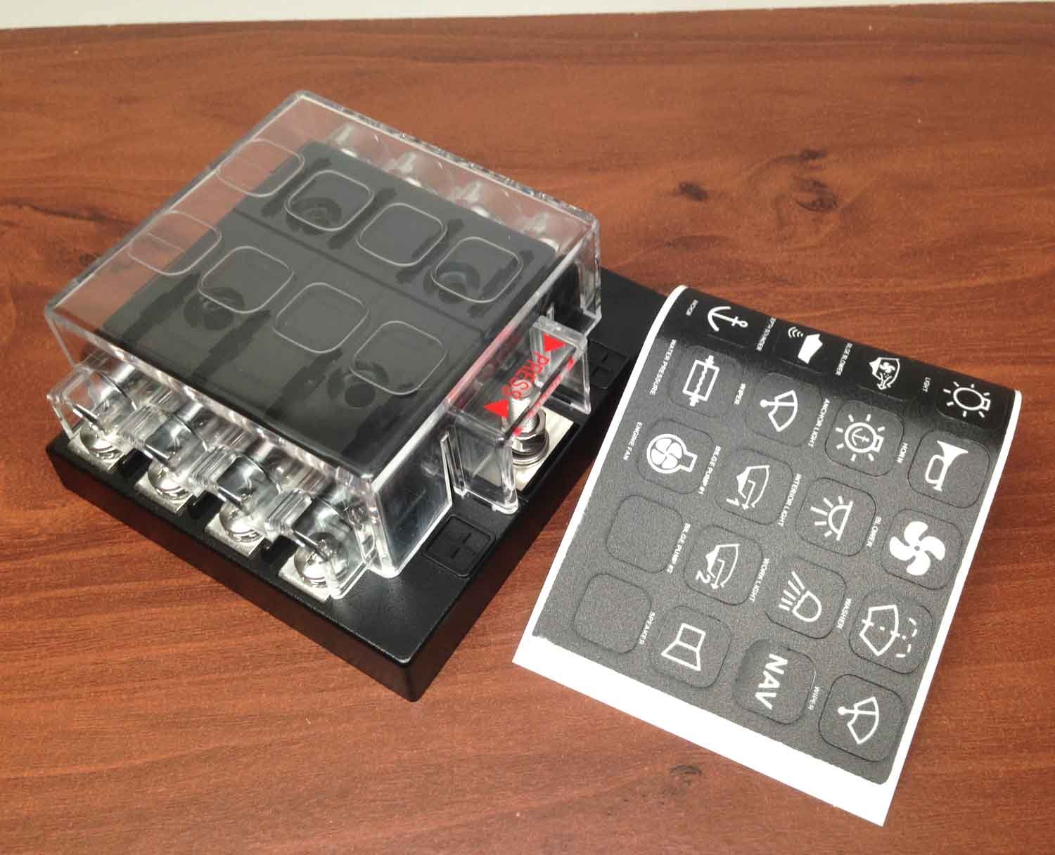 Marine 8 Gang Quick Connect Terminal Blade AUTO Fuse Panel Holder with Bolts