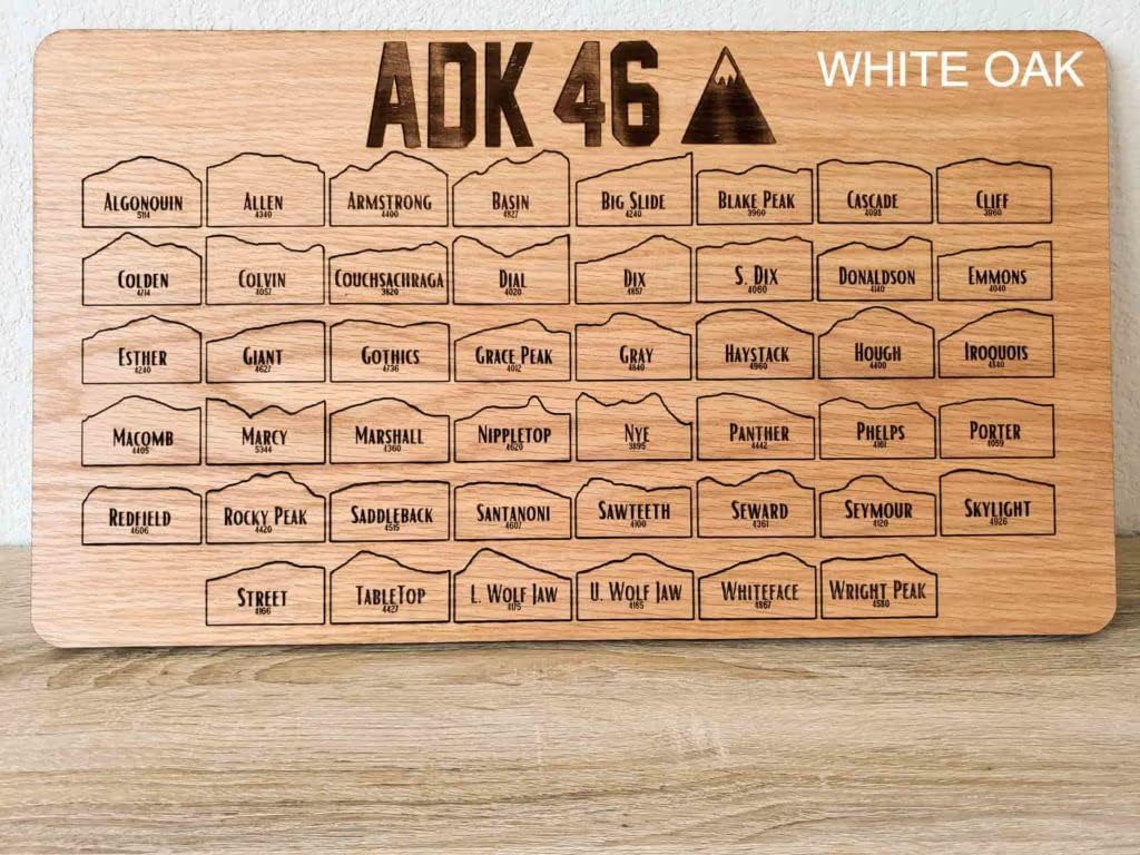 Adirondack 46er Bucket List Wooden Puzzle Map | 46 ADK Peaks Summit Register (Cherry)