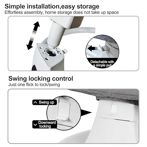 Miniatura 8 de Baby Swing - Balancín multifuncional 3 en 1, portátil con control remoto, cinturón de seguridad de 5 puntos, 5 balanceo automático, temporizador de