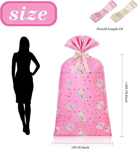 Miniatura 2 de Teling 2 bolsas de regalo grandes de 70 x 40 pulgadas para regalos gigantes, bolsa de regalo de plástico de gran tamaño para regalos enormes con