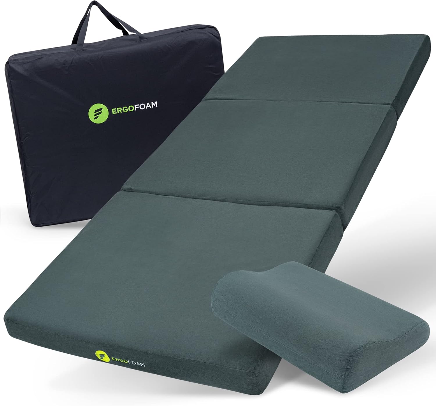 Sleeping Pad for Camping Mattress – Thick, Extra Supportive 2-Layer Foldable Mattress with High-Density Foam & Memory Foam – Water-Resistant, Nonslip Portable Bed by ErgoFoam