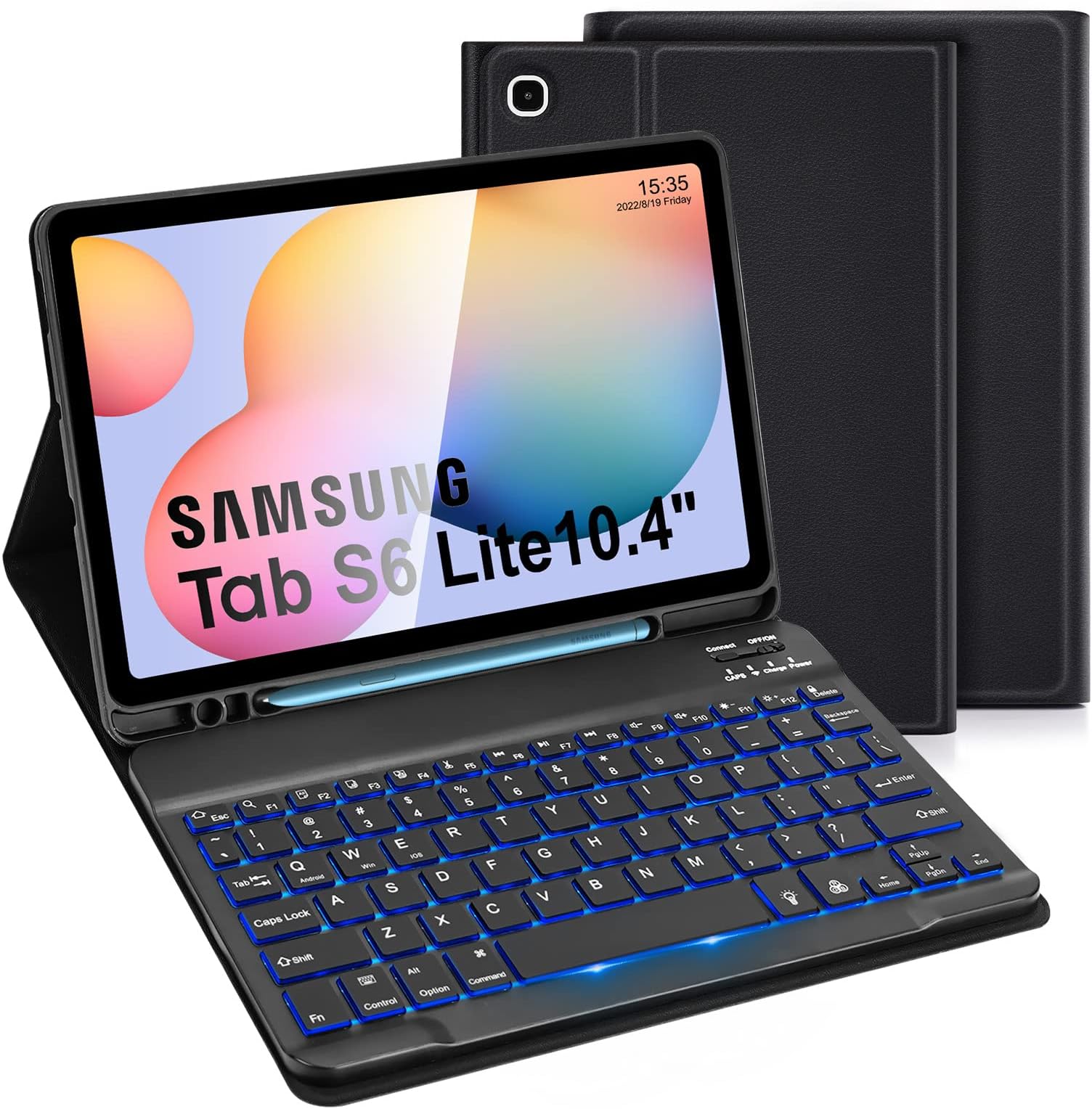LAMA Backlit Samsung Galaxy S6 Lite Tablet Case with Keyboard&Built-in S Pen Holder for Tab S6 Lite 10.4“ 2020/2022(SM-P610/P615/P613/P619)UK Layout, Slim Smart S6 Lite Tablet Case&Detachable Keyboard