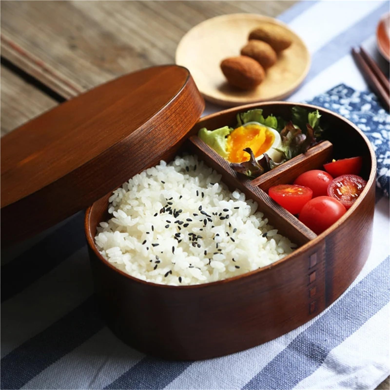 Scatola Bento In Legno Scatola for il pranzo in legno Bento Lunchbox Contenitore for alimenti Piccola frutta Sushi Food Box for della scuola for bambini Stoviglie da picnic viaggio