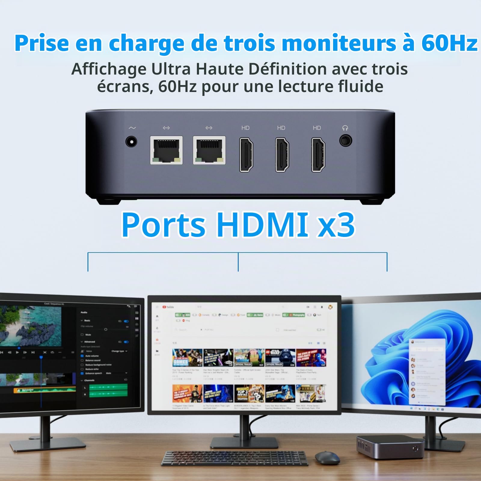DreamQuest Mini PC Windows 11 Pro préinstallé 16 Go de RAM DDR4 512 Go M.2 SSD, 12e génération N95 ébrécher (jusqu'à 3,4 GHz) Mini Ordinateur HDMI 4K USB 3.2,Gigabit Ethernet,WiFi 5