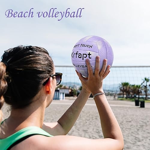 Miniatura 8 de Krfapt Voleibol tamaño oficial 5, pelotas de voleibol suaves para juegos de playa en interiores y exteriores (pezones y estrellas)
