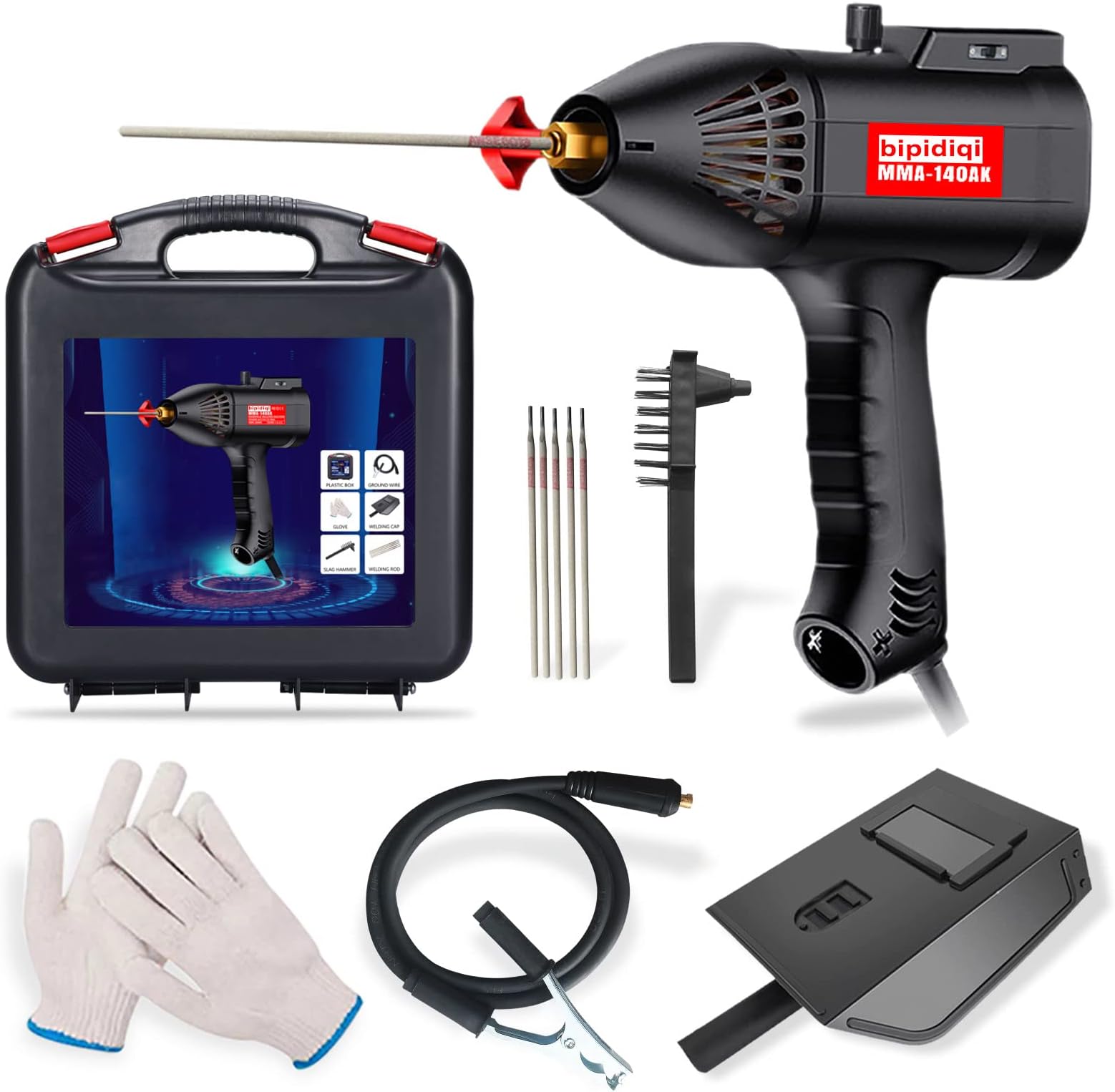 ARC Welder Hand Held Welding Machine Kit 110V Voltage IGBT Digital MMA Welder with Welding Gloves,Folding Welding Helmet,Welding Brush,Welding Ground wire,Welding Rod