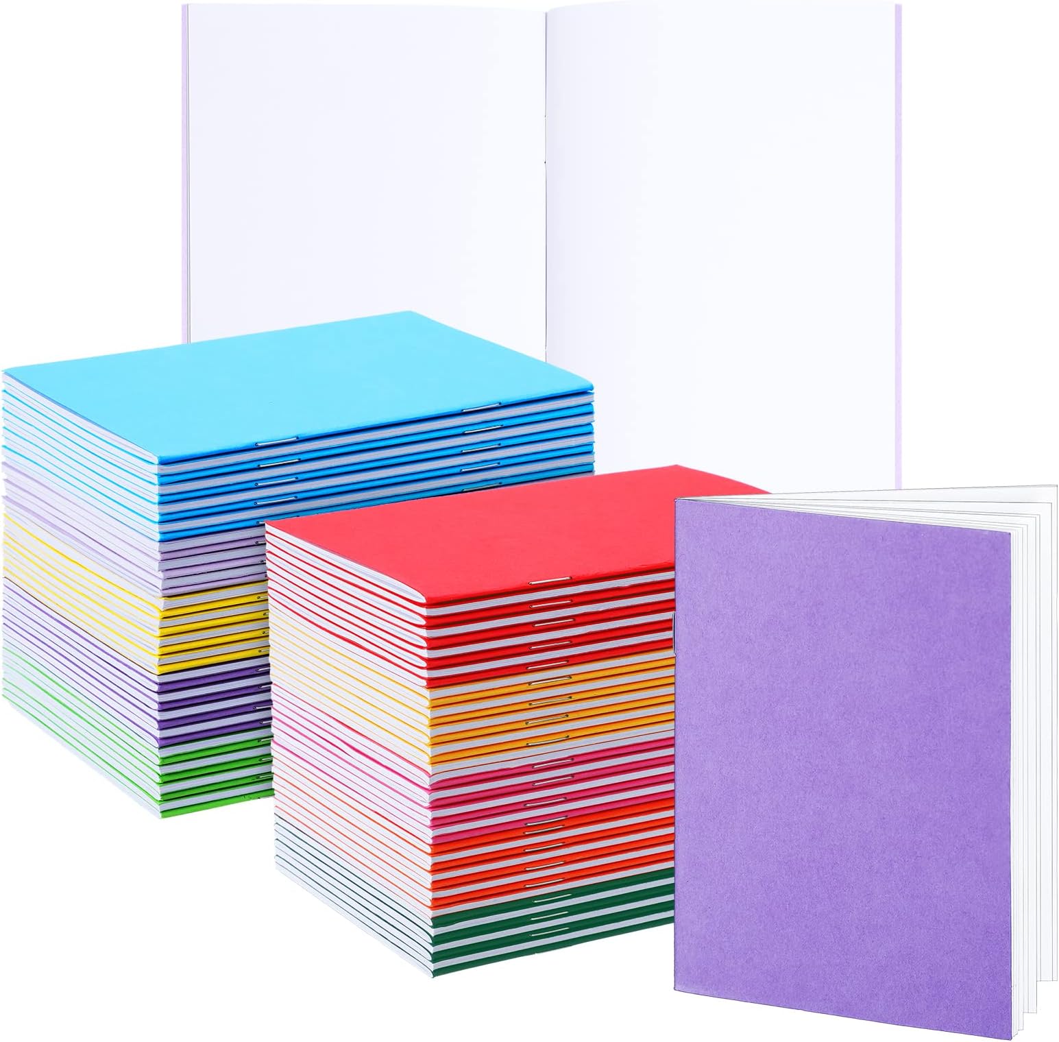 Geyee 100 Pads Mini Notebooks Bulk Colorful Blank Notebooks for Kids to Write Stories Pocket Size Blank Journals Colored Unlined Composition Notepads for Students 10 Colors(4 x 5.5 Inch)