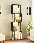6 Bibliothèque géométrique en forme de S avec LED Lumière, toucher & Télécommande, grand plateau d'affichage autonome, armoire de rangement industrielle pour salon, chambre, bureau(blanc)