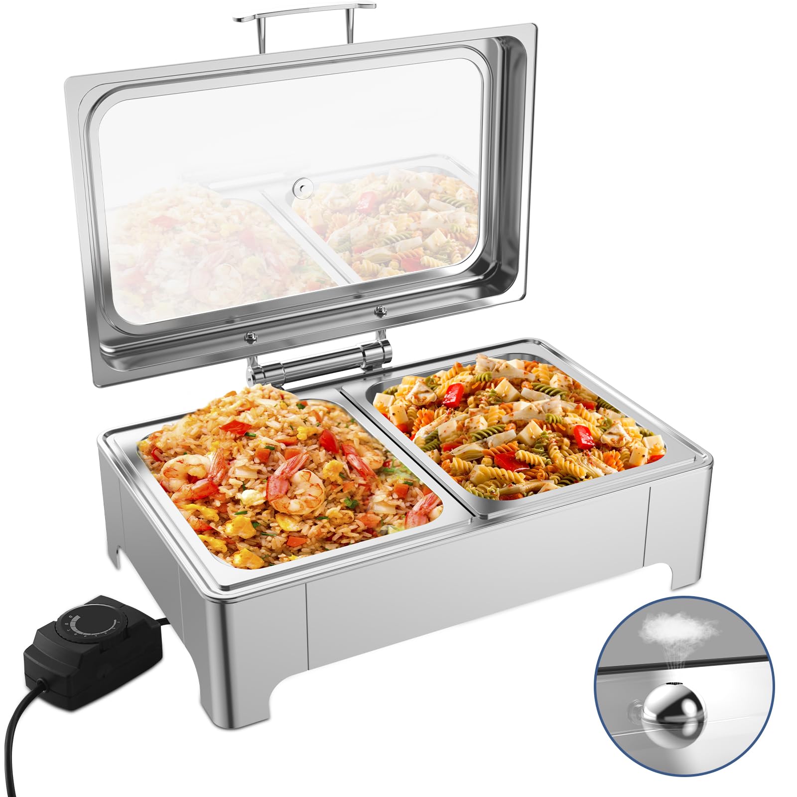 THXSUN Electric Chafing Dish, 2X 4.5QT Half Size Electric Chafing Dish