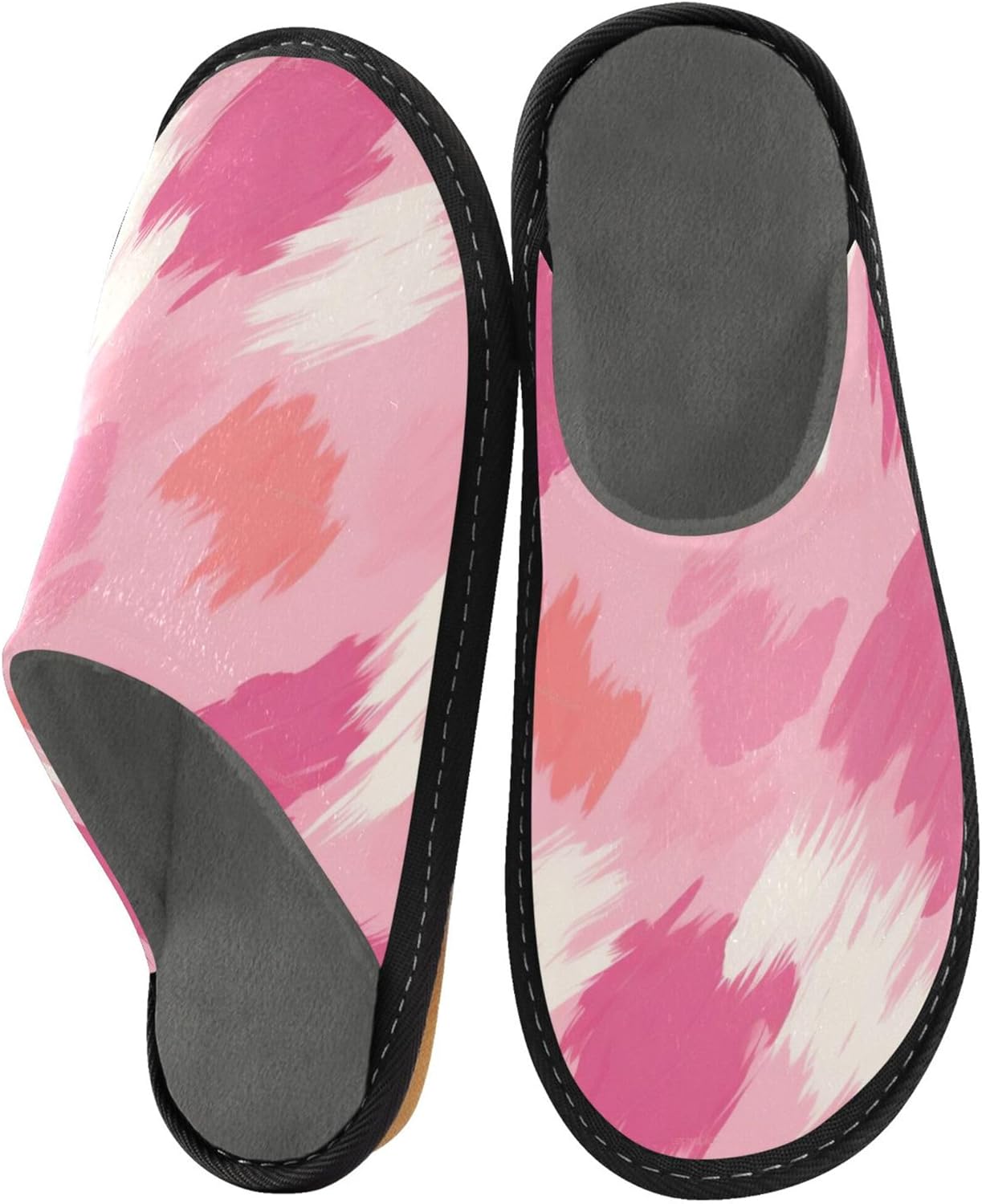 Pink Camouflage House Slippers – Cozy Fuzzy Slippers for Guests, Washable & Disposable, Perfect for Shoeless Home, Spa & Hotel Use A112193