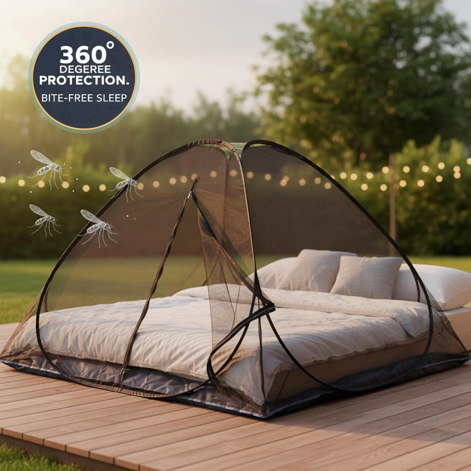 Mosquito Net Tent for Camping - 360-Degree Protection Portable Mosquito Tent with Dense Mesh, Fits 3-4 Person, Net