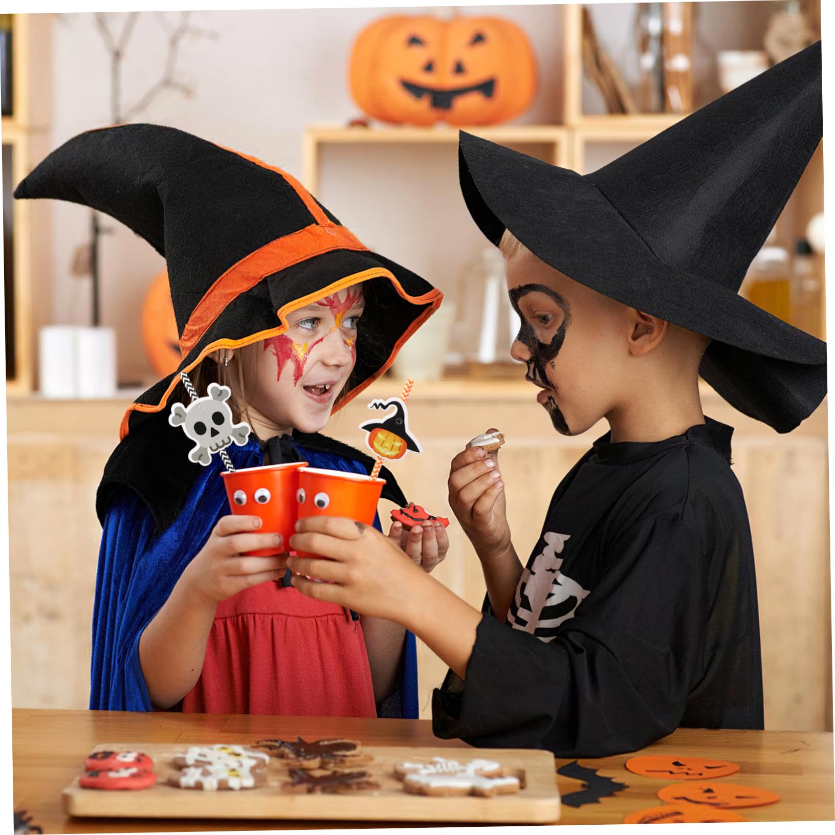 LABRIMP 6confezioni Di Halloween Colorate Con Stampa Strisce Per Feste e Decorazioni Spettrali Per Cocktail e Bevande Festive Sicure e Biodegradabili