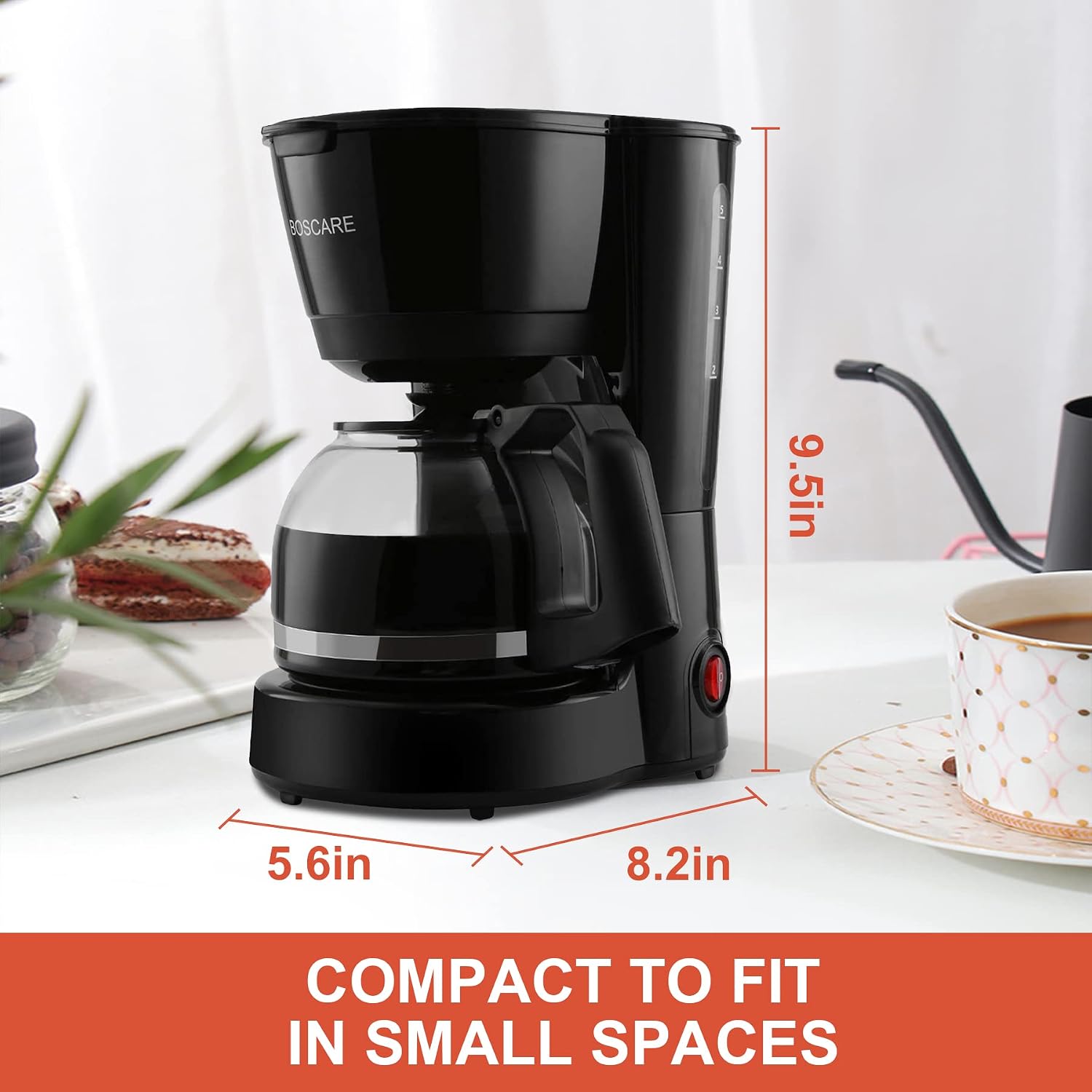 BOSCARE Programmable Coffee Maker, Drip Coffee Maker, Coffee Machine with Auto Shut-off, Strength Control (A)