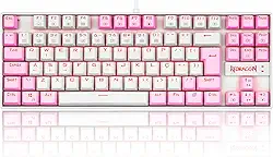 TECLADO MECANICO GAMER SINGLE COLOR REDRAGON KUMARA BRANCO E ROSA COM SWITCH MARROM