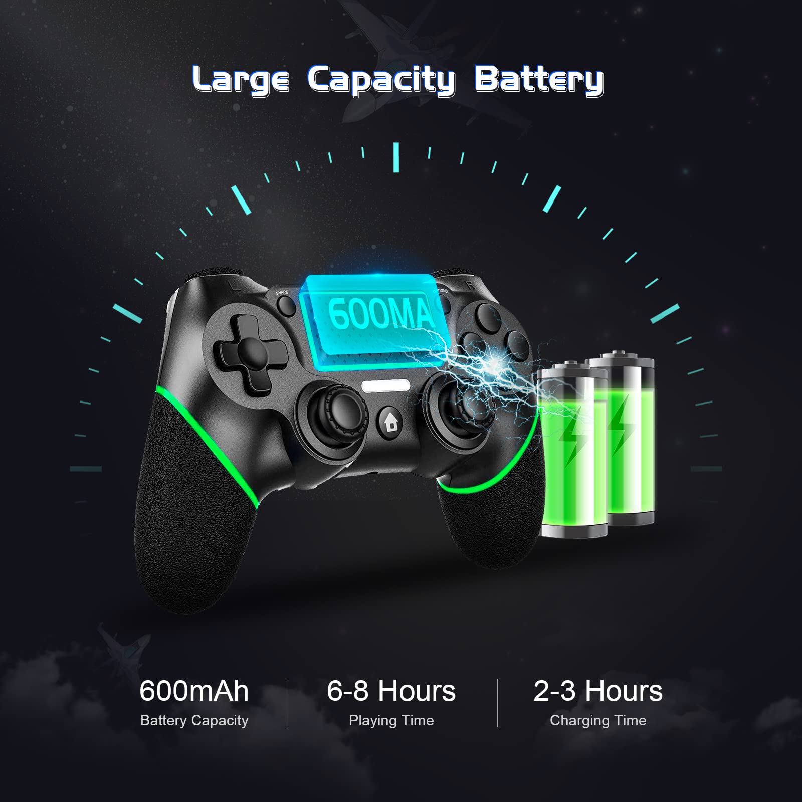 Holilo Wireless Controller für PS-4, Gamepad Joystick Replacement Controller Kompatibel mit PS4 Pro/Slim mit 6-Achsen Gyro/Dual Vibration Sensor/Hochpräzises Touchpanel/3,5mm Audiobuchse(Grün)