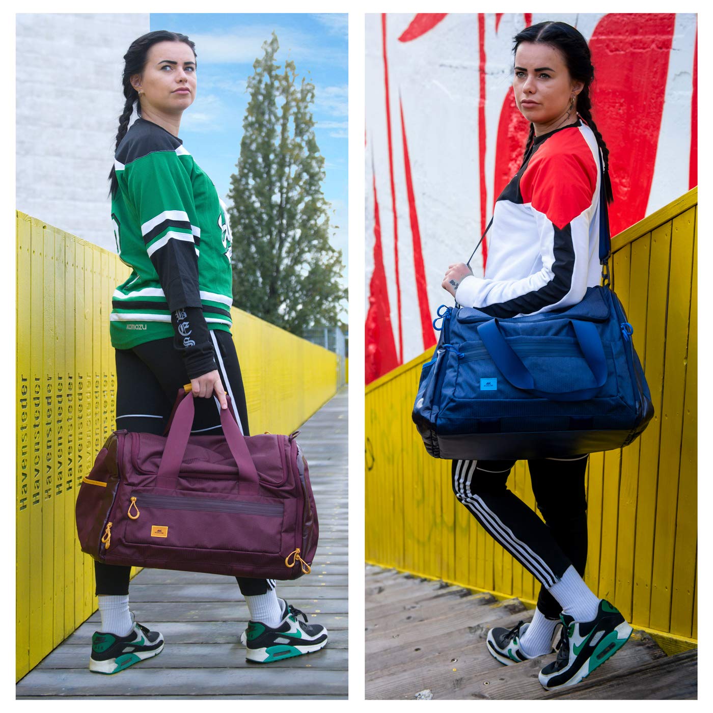 Rivacase Borsa sportiva con scomparto per scarpe – Duffelbag per uomo e donna in materiale impermeabile di alta qualità – Borsa a tracolla – Borsa da nuoto – Weekender – Borsa da palestra – 35 l