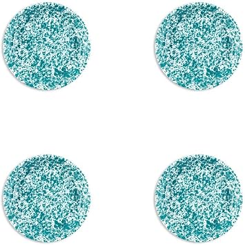 Crow Canyon Home Splatter Enamelware Pasta Plates, Set of 4, Turquoise