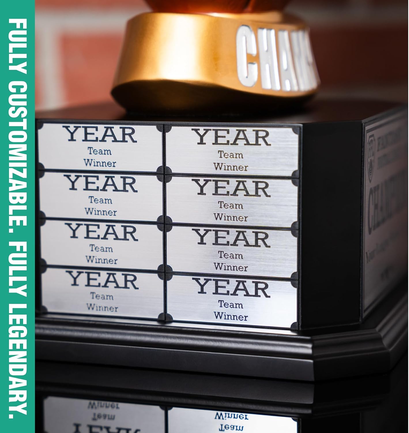 Perpetual Fantasy Footabll Trophy - Golden Crown Customizable Championship Trophy Award Winner - Free Engraving up to 16 Years Past Winners