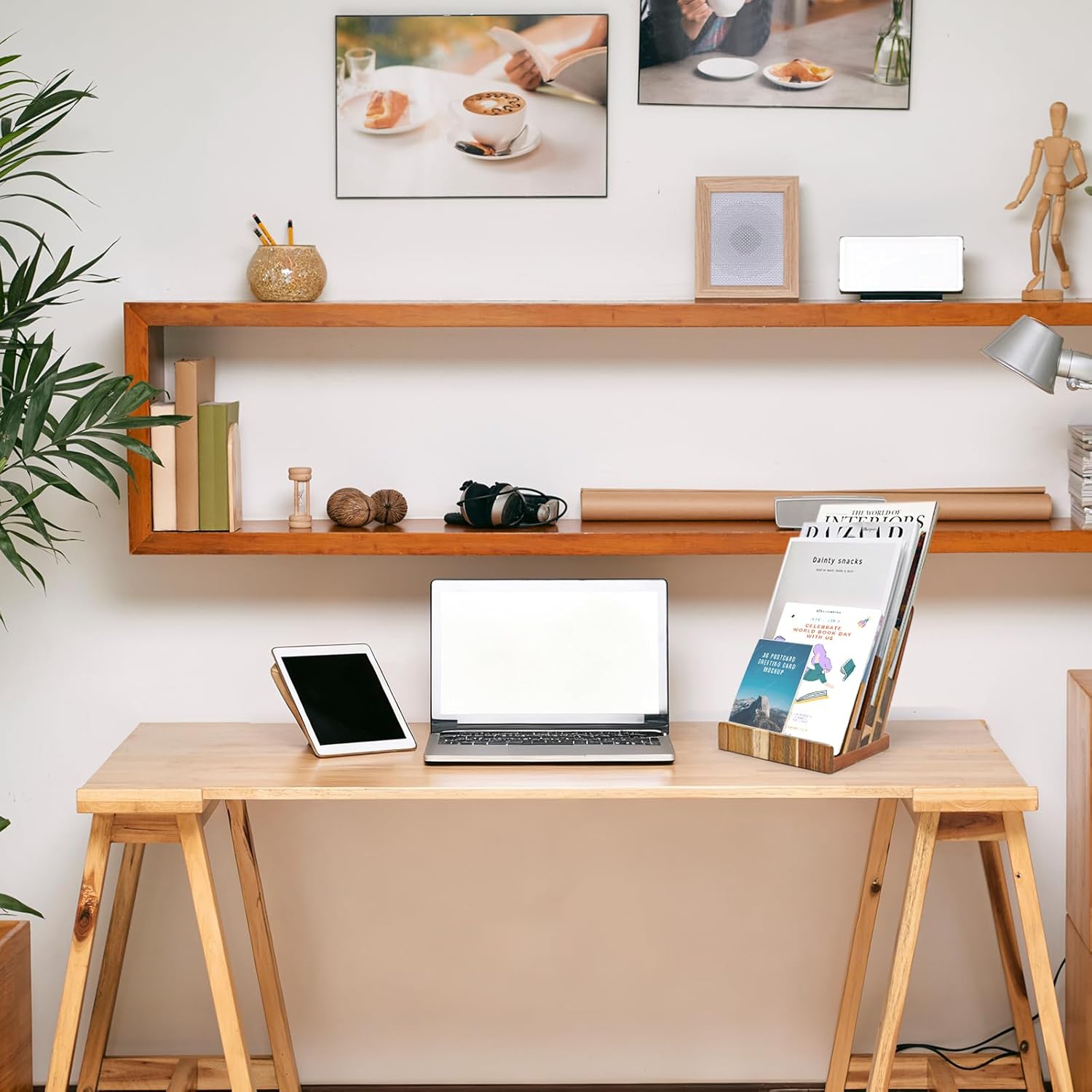 Acacia 8.5×11 Inch Magazine Display Stand 4-Tier For 6×9 inch Brochure Pamphlet Flyer Menu Holder Countertop Display Stand Literature Organizer For Office Home