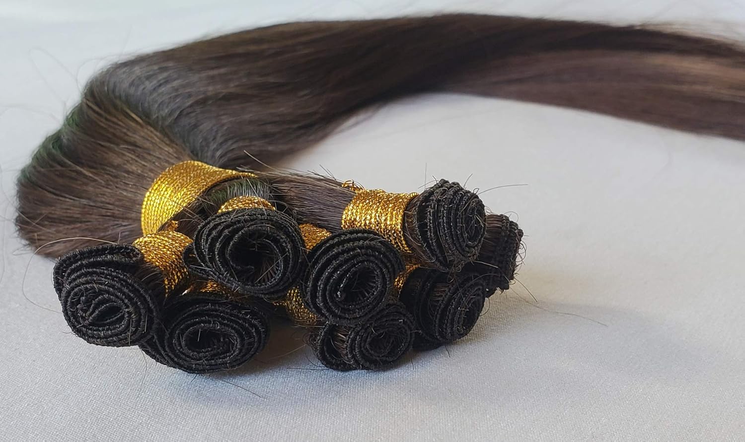 Hair Faux You 22" Hand-Tied Weft Hair, 8 Bundles, 100 grams, Soft Silky Straight,100% Human Remy Weft Hair Extensions #2 Darkest Brown