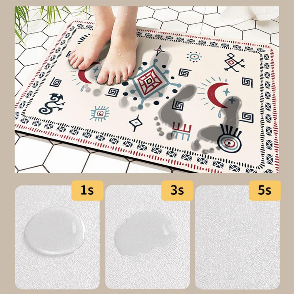 Lukery Alfombra de Diatomita Baño Extra Grande Alfombrilla de Baño, Antideslizantes Lavables Absorbente Alfombra para Bañera, Ducha, Cuarto de Cocina (Retro,140x200cm)