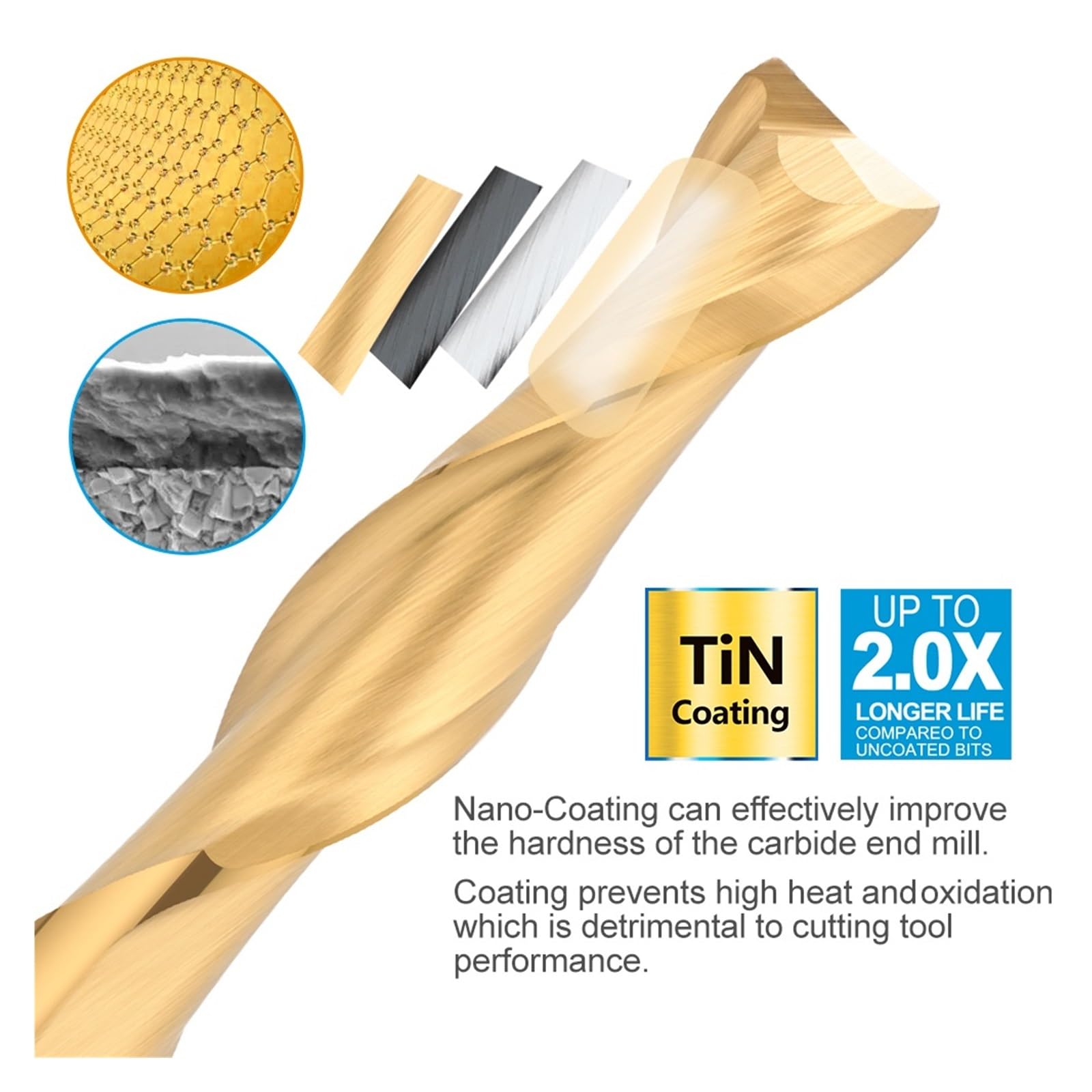 Fresa de 2 flautas, fresa de extremo de carburo de vástago de 6 mm