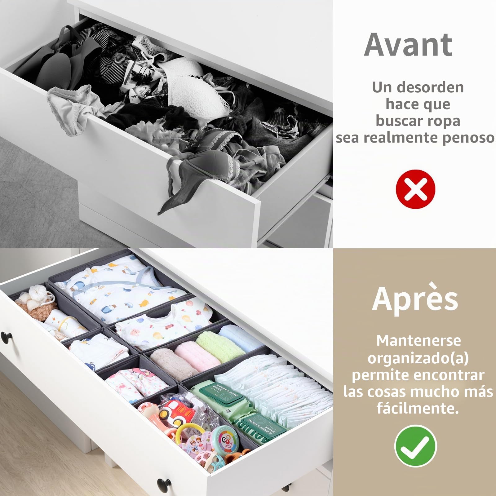 Hemnes Organizador para cajones IKEA (16 Unidades), Color Gris