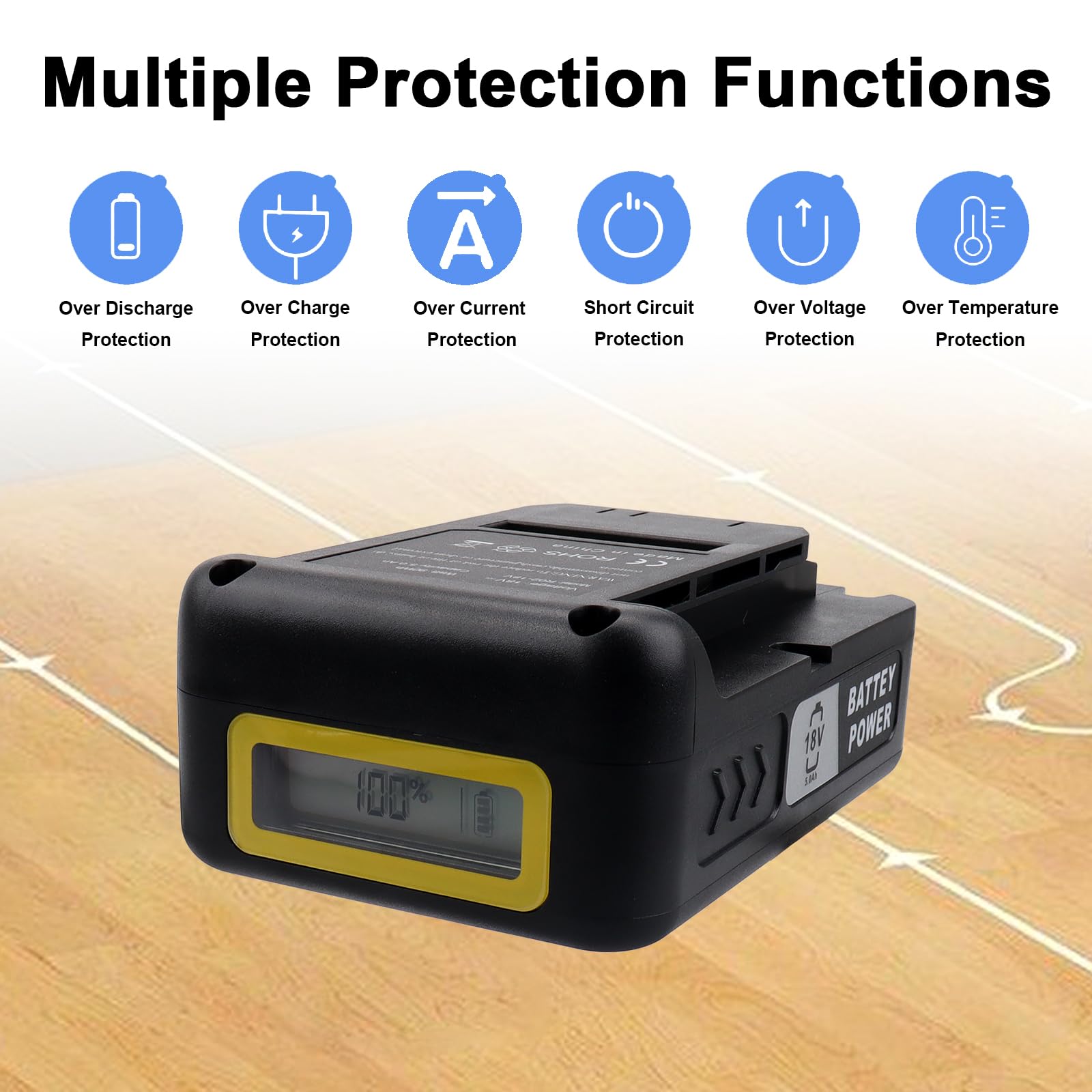 18 V 5000 mAh Ersatzakku für Kärcher Battery Power 18/50, 5 Ah Lithium-Ionen-Akku, kompatibel mit Allen Elektrowerkzeugen der Kärcher 18 V-Serie im Haus und Garten