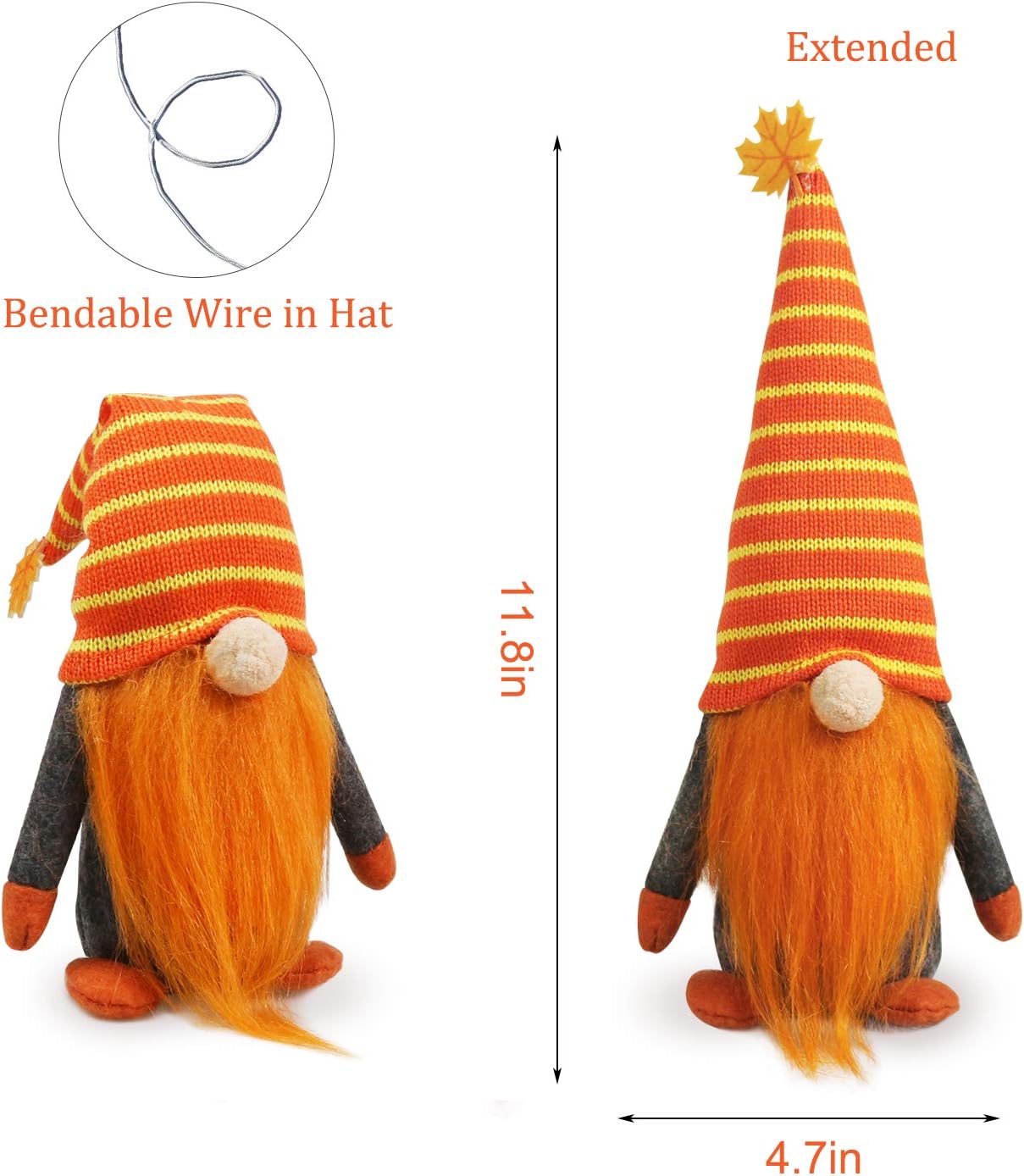 Tifeson Mr and Mrs Fall Gnome Plush Thanksgiving Decorations - 2 Pcs Handmade Swedish Gnomes Plush Elf Scandinavian Autumn Tomte - Thanksgiving Table Ornament, Housewarming Present
