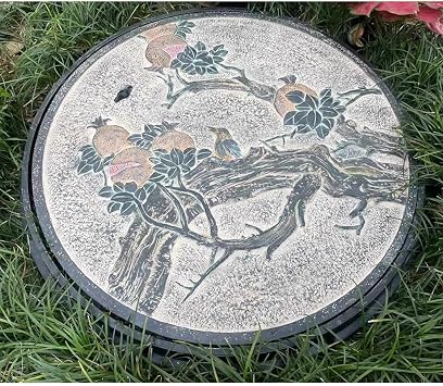 Etlegor Manhole Cover and Frame 31.5", Chinese Retro Art Manhole Cover FRP Recessed Solid Top Cover with Base Heavy Duty Metal Inspection for Yard, Septic Tank Lid#5