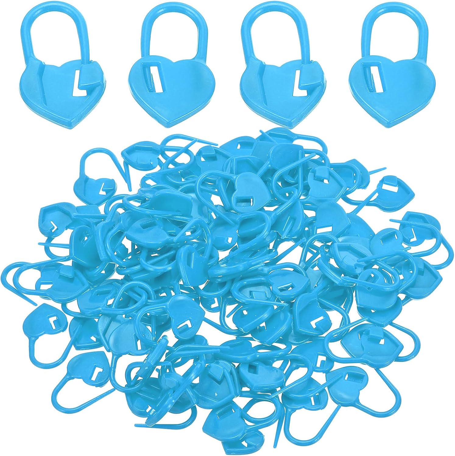 YOKIVE 100Pcs Stitch Markers, Plastic Crochet Locking Stitch Needle Clip Counter, Great for Crocheting Knitting Sewing Handmade DIY Crafts, Blue