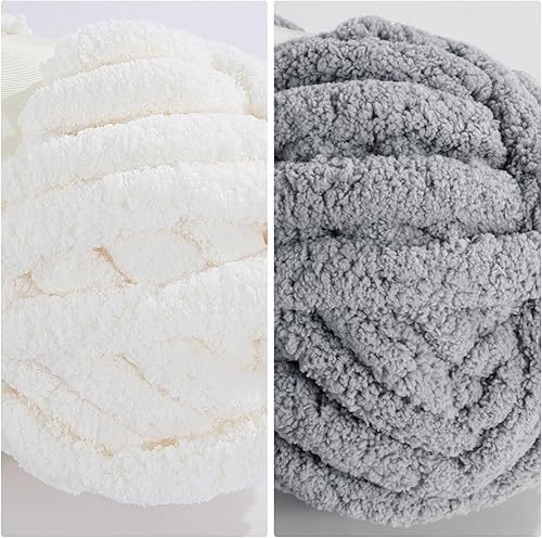 Miniatura 7 de HOMBYS Paquete de 8 hilos gruesos surtidos para tejer a ganchillo, hilo súper voluminoso, grande, suave y esponjoso, hilo de felpilla grueso para