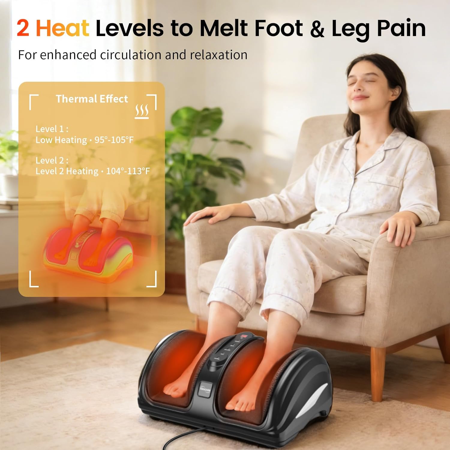 TISSCARE Foot Massager for Neuropathy: Shiatsu Feet Massager with Heat for Plantar Fasciitis, Pain Relief, Circulation, Deep Kneading Relaxation Massage for Women Men - Image 3