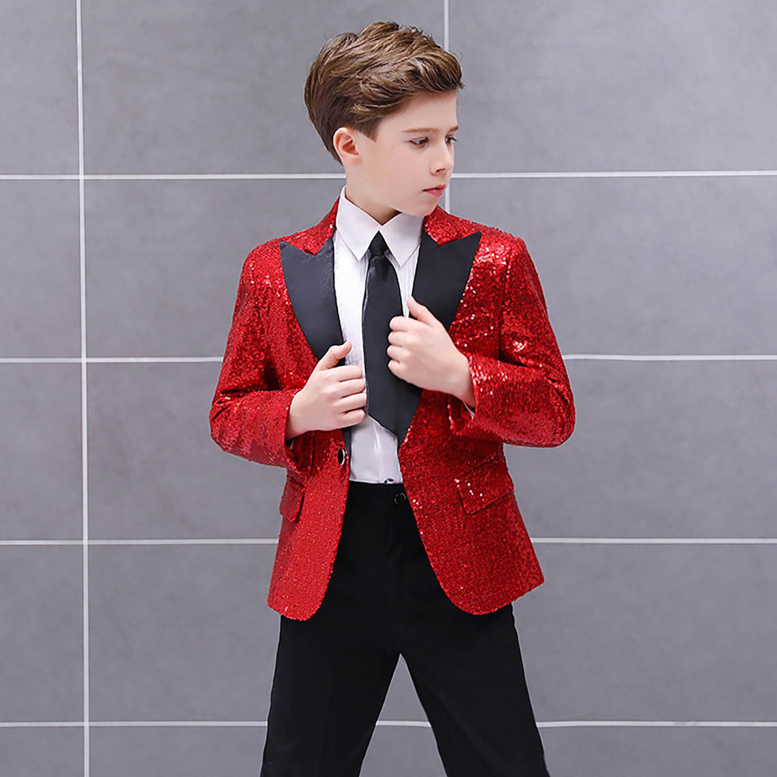 Generisch Elegante giacca con paillettes per ragazzi, perfetta per matrimoni, feste