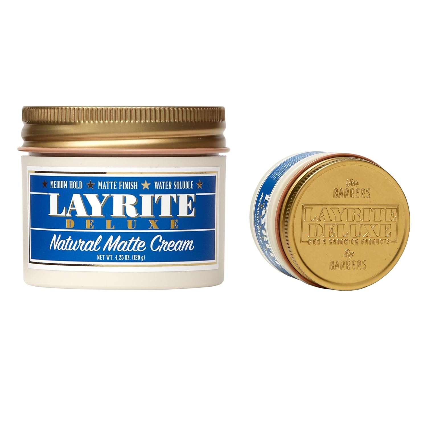 Layrite Deluxe Natural Matte Cream 4.25 oz and Natural Matte Cream 1.5 2 pack