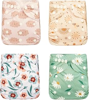 [ミラシック] おむつカバー 4枚セット おしゃれ 赤ちゃん ベビー 男の子 女の子 子ども パンツ 子供 サイズ調節 新生児 幼児 撥水 洗い替え 予備 ズレ防止 ずれ